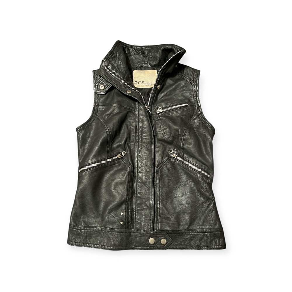 Women's Black Leather Vest